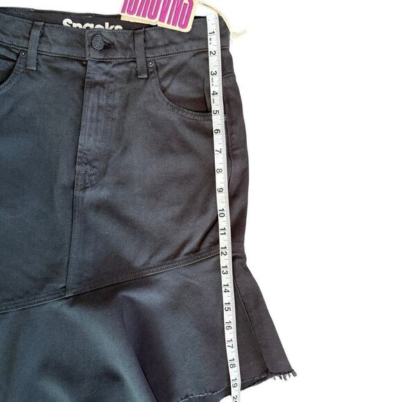 SNACKS! The Crinkle Cut Faded Black Denim Jean Skirt Asymmetrical Rocker Style - Picture 15 of 16